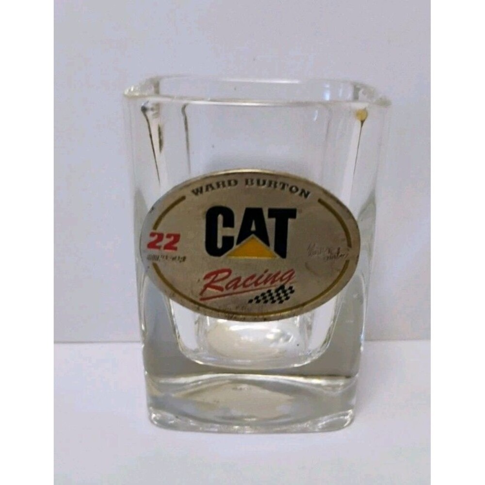 NASCAR Ward Burton #22 CAT Racing Square unusual Shot Glass Collectible